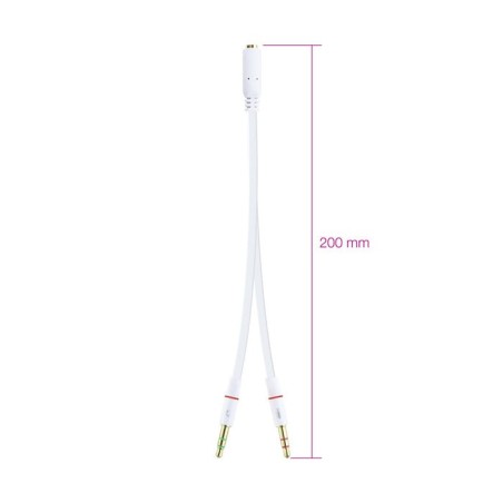 Nanocable cable adaptador audio jack 3.5mm hembra 4 pines a 2x jack 3.5mm macho 3 pines 0.20m - blanco