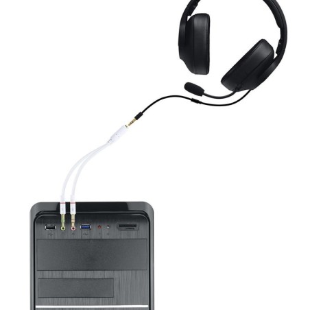 Nanocable cable adaptador audio jack 3.5mm hembra 4 pines a 2x jack 3.5mm macho 3 pines 0.20m - blanco