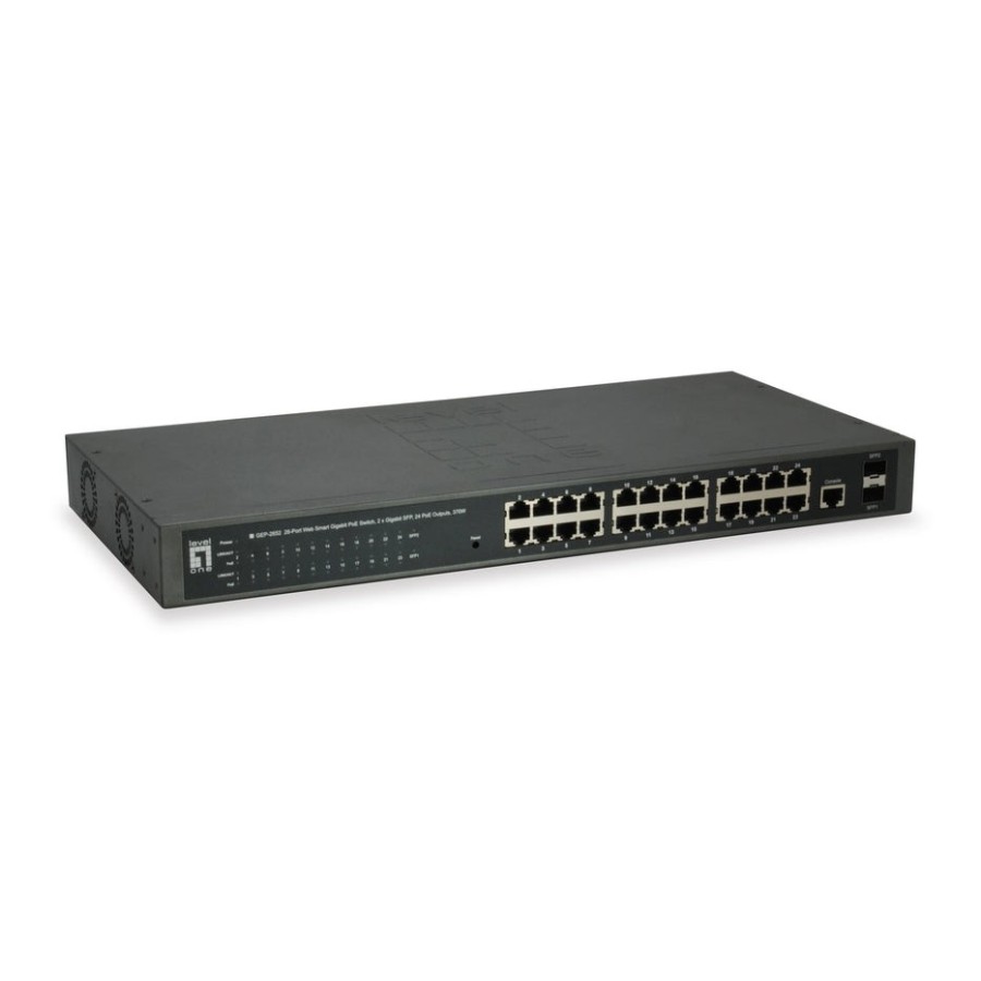 Levelone switch 24x ge gep-2651      2xgsfp     370w 24xpoe+