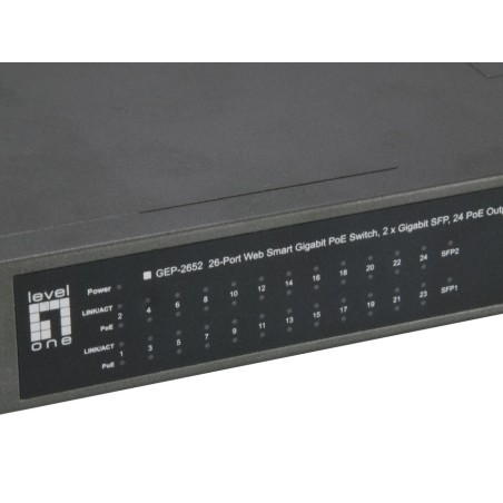 Levelone switch 24x ge gep-2651      2xgsfp     370w 24xpoe+