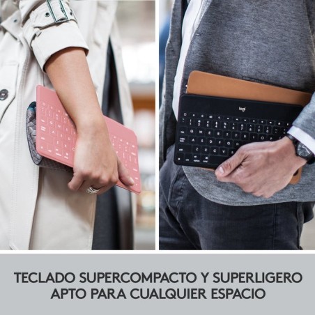 Teclado compacto inalámbrico por bluetooth logitech keys-to-go para iphone rosa