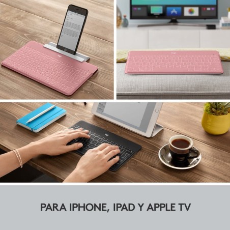 Teclado compacto inalámbrico por bluetooth logitech keys-to-go para iphone rosa
