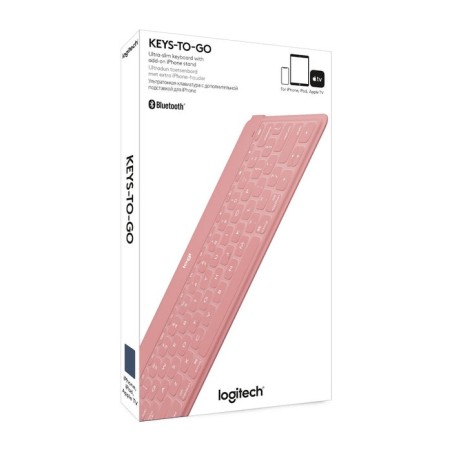 Teclado compacto inalámbrico por bluetooth logitech keys-to-go para iphone rosa