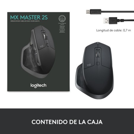 Ratón inalámbrico por bluetooth logitech mx master 2s batería recargable hasta 4000 dpi