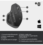 Ratón inalámbrico por bluetooth logitech mx master 2s batería recargable hasta 4000 dpi