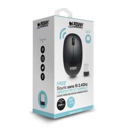 Urban factory free ratón ambidextro rf inalámbrico óptico 1000 dpi