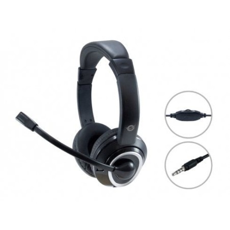 Conceptronic auriculares con microfono polona 02b / estereo / jack 3.5mm / voip / negro
