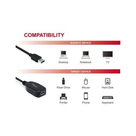 Cable alargo usb 3.0 activo 10m equip