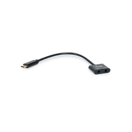 Cable adaptador usb-c a audio dac 2 jack 3.5mm hembra para auricular y microfono