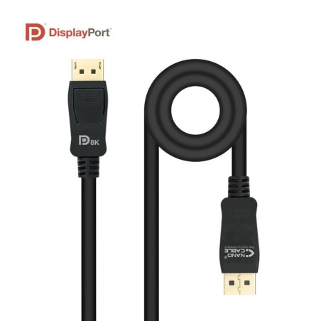 Nanocable cable displayport 1.4 macho a displayport 1.4 macho 2m - certificado vesa - negro