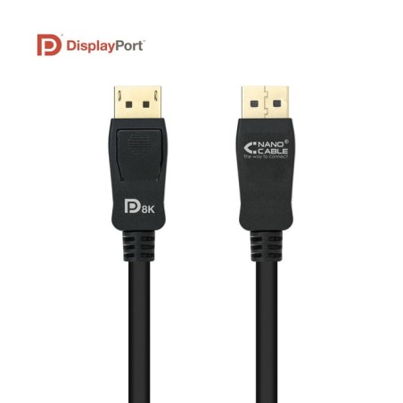 Nanocable cable displayport 1.4 macho a displayport 1.4 macho 2m - certificado vesa - negro