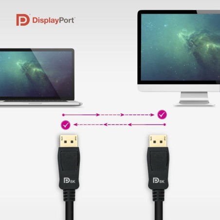 Nanocable cable displayport 1.4 macho a displayport 1.4 macho 2m - certificado vesa - negro