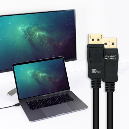 Nanocable cable displayport 1.4 macho a displayport 1.4 macho 2m - certificado vesa - negro