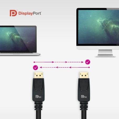 Nanocable cable displayport 1.4 macho a displayport 1.4 macho 3m - certificado vesa - negro