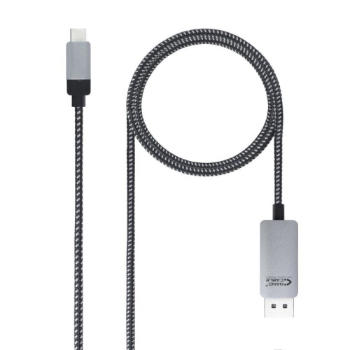 Nanocable cable conversor usb-c macho a displayport macho 1.80m - negro/plata