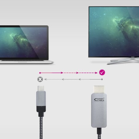 Nanocable cable conversor usb-c macho a hdmi macho 3m - negro/plata