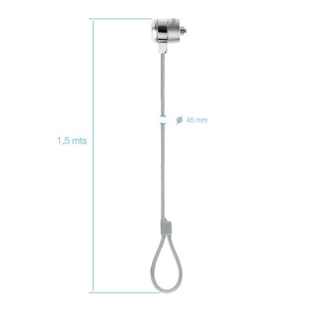 Tooq cable de seguridad universal con llave para portatiles - acero 4.5mm - longitud 1.50m