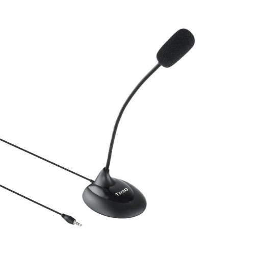 Tooq microfono de escritorio flexible omnidireccional - interruptor on/off - cable de 2m - jack 3.5mm - negro