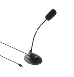 Tooq microfono de escritorio flexible omnidireccional - interruptor on/off - cable de 2m - jack 3.5mm - negro