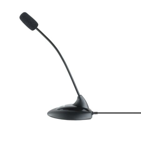 Tooq microfono de escritorio flexible omnidireccional - interruptor on/off - cable de 2m - jack 3.5mm - negro