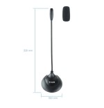 Tooq microfono de escritorio flexible omnidireccional - interruptor on/off - cable de 2m - jack 3.5mm - negro