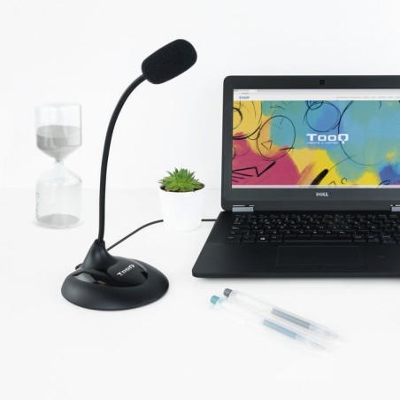 Tooq microfono de escritorio flexible omnidireccional - interruptor on/off - cable de 2m - jack 3.5mm - negro