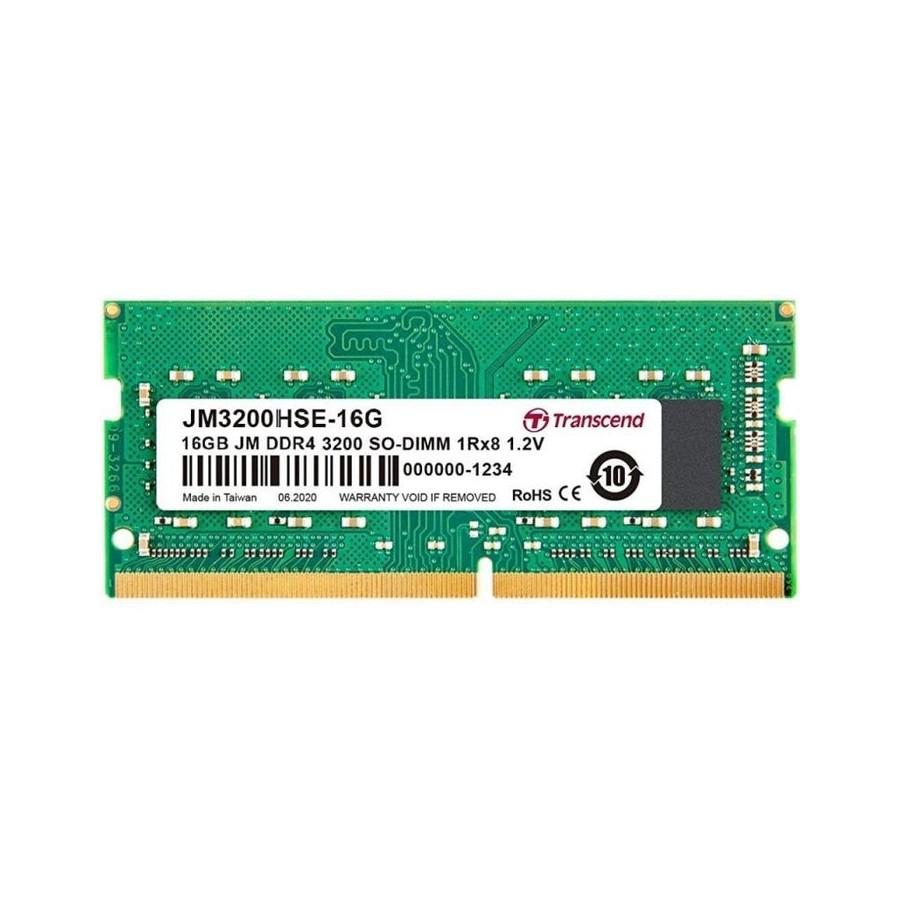 Memoria ram transcend jetram 16gb ddr4 3200mhz so-dimm 1rx8 2gx8 cl22 1.2v