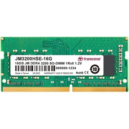 Memoria ram transcend jetram 16gb ddr4 3200mhz so-dimm 1rx8 2gx8 cl22 1.2v