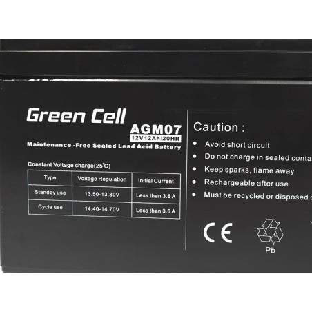 Green cell batería agm 12v12ah