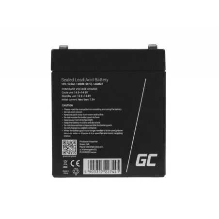 Greencell batería agm 12v 5ah