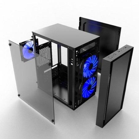 Caja pc gembird ccc-fornax-960b gaming design 3 x 12 cm ventiladores azul