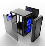 Caja pc gembird ccc-fornax-960b gaming design 3 x 12 cm ventiladores azul