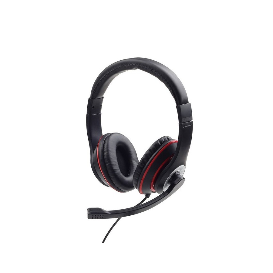 Auriculares gembird mhs-03-bkrd mini jack 4-pin, 1.8m, negro-rojo
