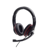 Auriculares gembird mhs-03-bkrd mini jack 4-pin, 1.8m, negro-rojo