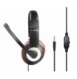 Auriculares gembird mhs-03-bkrd mini jack 4-pin, 1.8m, negro-rojo