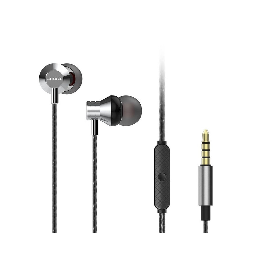 Auriculares intrauditivos aiwa estm-50sl con micrófono jack 3.5 plata