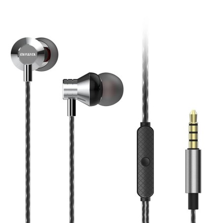 Auriculares intrauditivos aiwa estm-50sl con micrófono jack 3.5 plata