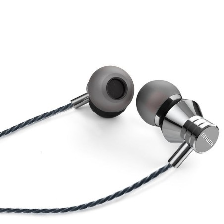 Auriculares intrauditivos aiwa estm-50sl con micrófono jack 3.5 plata