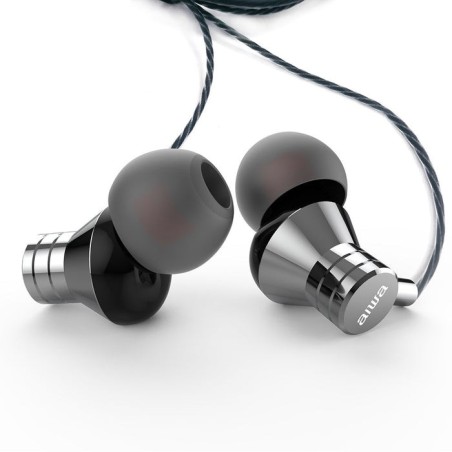 Auriculares intrauditivos aiwa estm-50sl con micrófono jack 3.5 plata