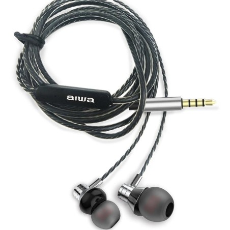 Auriculares intrauditivos aiwa estm-50sl con micrófono jack 3.5 plata