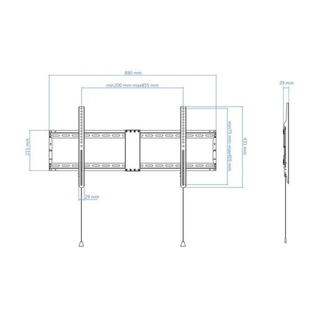 Tooq soporte fijo de pared para tv de 43"-90" - peso max 70kg - vesa 800x400mm - negro