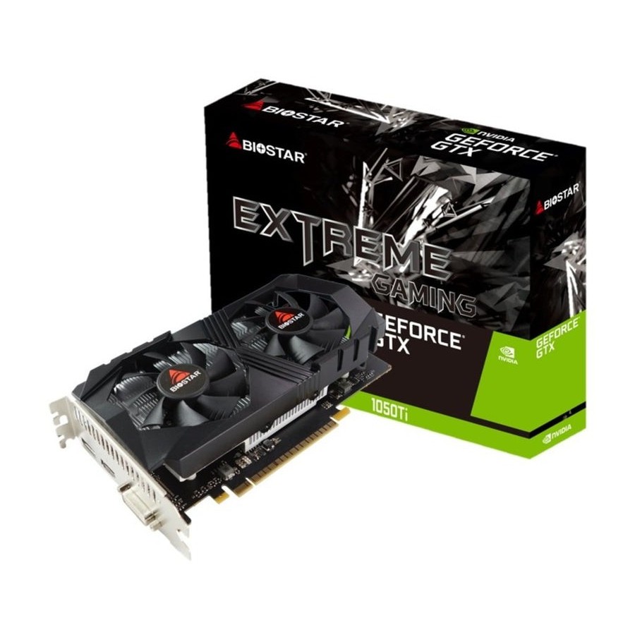 Vga biostar geforce gtx1050ti 4gb gddr5 1291 mhz pci 3.0 hdmi displayport dvi