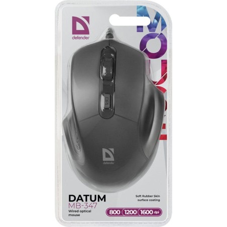 Ratón óptico defender datum mb-347 negro 1600 ppp 4p
