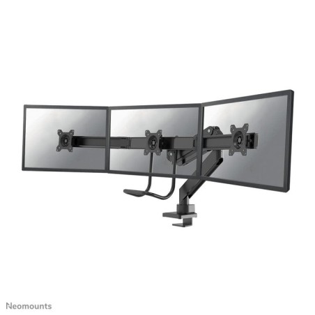 Newstar monitor triple-deskmount with crossbar 17-24inch full motion gasspring tilt rotate swivel grommet/clamp black
