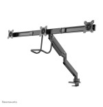 Newstar monitor triple-deskmount with crossbar 17-24inch full motion gasspring tilt rotate swivel grommet/clamp black