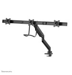 Newstar monitor triple-deskmount with crossbar 17-24inch full motion gasspring tilt rotate swivel grommet/clamp black