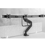 Newstar monitor triple-deskmount with crossbar 17-24inch full motion gasspring tilt rotate swivel grommet/clamp black