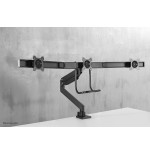 Newstar monitor triple-deskmount with crossbar 17-24inch full motion gasspring tilt rotate swivel grommet/clamp black