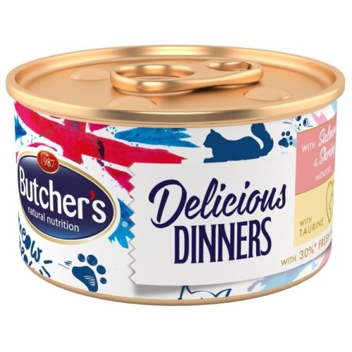 Butcher's classic delicious dinners con salmón y gambas - lata 85g