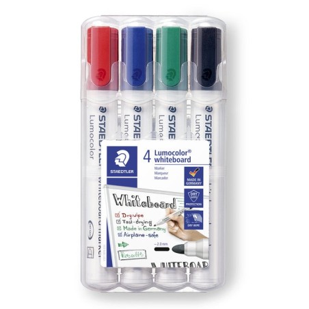 Staedtler rotulador pizarra blanca lumocolor punta redonda colores surtidos -estuche de 4u-